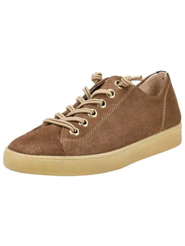Paul Green Damen Sneaker aus Leder in Größe 38,5 – Desert - Stylischer Sneaker von Paul Green mit farblich abgesetzten Schnürsenkeln. Die Super Soft Technologie sorgt für optimalen Komfort, ideal für lange Tragezeiten. Hochwertiges Leder und runde Schuhspitze runden das Design ab.