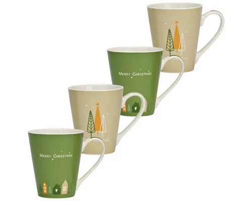 matches21 HOME & HOBBY Tasse Große Weihnachts-Tassen mit Spruch 4er Set Porzellan 9 cm, 380 ml, 4-tlg., Porzellan, Spülmaschinenfeste Kaffeetassen Kaffee-Becher als Glühweintassen