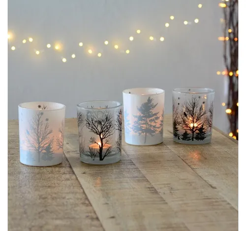INtrenDU Teelichthalter Teelichthalter Set Bäume (4er Set)