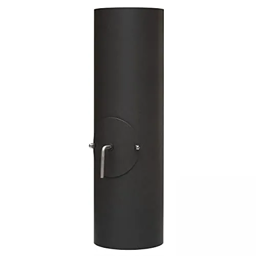 raik Rauchrohr mit Zugregulierung und Tür 150 mm – 500 mm - Robustes Ofenrohr aus 2 mm starkem Stahlblech, ideal für effiziente Abluftführung. Mit Reinigungsöffnung und Kondensatring für einfache Wartung. Hitzebeständig in Senotherm-Schwarz. Made in Europe.