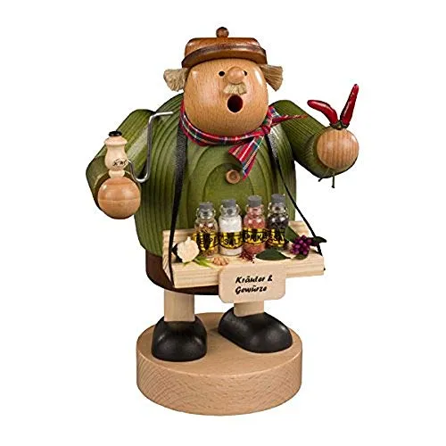 KWO Olbernhau Räuchermann, Grün, 18 cm - Nussknacker aus dem Erzgebirge, handgefertigt aus Holz mit traditioneller Handwerkskunst für ein gemütliches Ambiente.