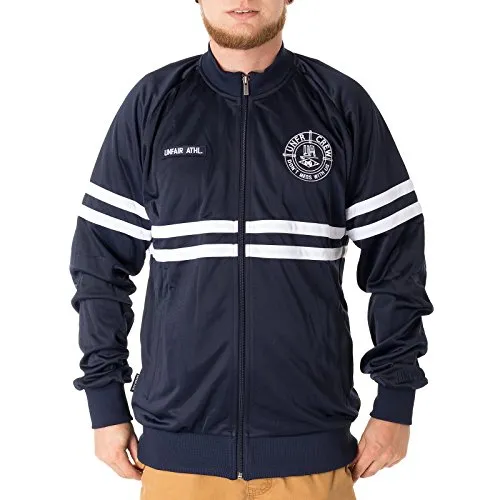 Unfair Athletics DMWU Tracktop Jacke Herren dunkelblau/weiß, M - Funktionsjacke mit Stehkragen und durchgehendem Reißverschluss, ideal für Sport und Freizeit, sorgt für optimalen Tragekomfort und Bewegungsfreiheit.