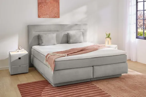 Jockenhöfer Gruppe Boxspringbett Simone, inklusive großem Stauraum/Bettkasten, Bonell-Wendematratze H2/H3, Topper und 2 Kissen