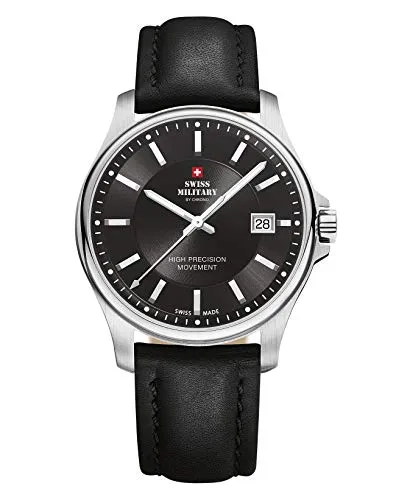 Swiss Military SM30200.10 Herrenuhr 39mm - Chronograph mit analoger Anzeige, wasserdicht bis 5ATM und elegantem Design aus Edelstahl und Kalbsleder für jeden Anlass.