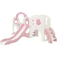 Joyz Kinderrutsche mit Spielturm & Schaukel - 6-in-1 Spielsystem für Kinder - Vielseitiger JOYZ Spielturm mit Rutsche, Schaukel und Basketballkorb. Ideal für drinnen und draußen, fördert Spaß und Bewegung für Kinder ab 3 Jahren.