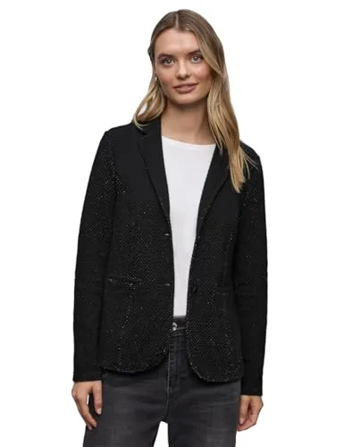 Street One Damen 2117312 Glitzernder Jacquard Blazer, Schwarz, 42