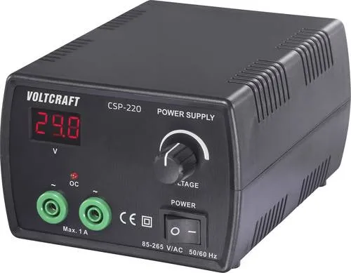 VOLTCRAFT CSP-220 Labornetzgerät 0-24 V AC - Kompaktes Labornetzgerät für präzise Wechselspannungseinstellungen. Ideal für Entwicklungs- und Werkstattanwendungen mit einstellbarem Spannungsbereich von 0 bis 24 V und stabilen 1 A Strom. Perfekt für vielfältige elektronische Projekte.