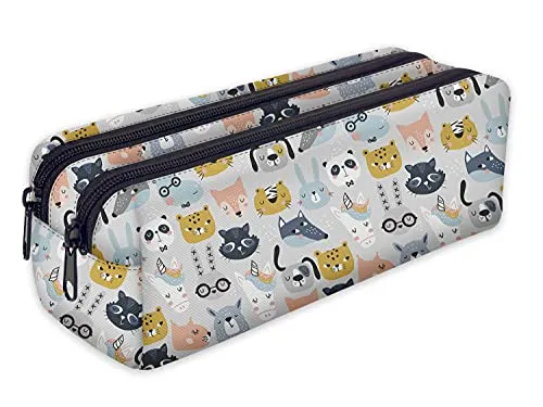 Mäppchen Federtasche Schlamperbox Federmäppchen Schüleretui Stiftemappe mit zwei Reißverschlüssen Animals [107]