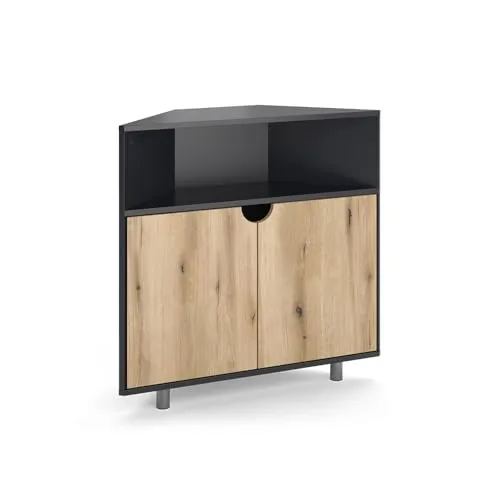 Vicco Eckschrank Inaro, Anthrazit/Eiche, 79 x 76 cm in grau von Vicco