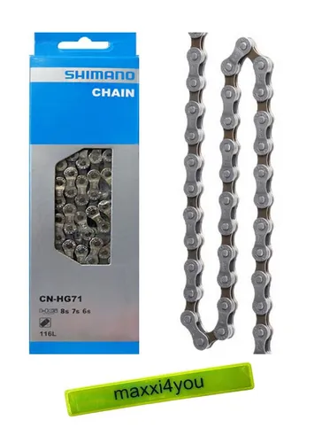 maxxi4you Fahrradkette Shimano Kette CN-HG71 6/7/8-Fach 116 Glieder inkl. Reflexband