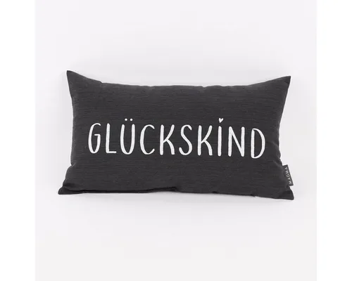 Magma Heimtex Dekokissen Magma Deko Kissen mit Aufschrift Glückskind anthrazit 30x50cm
