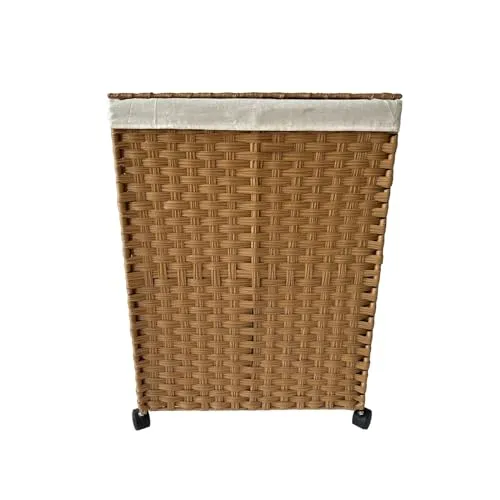 Wäschesammler 40 Liter Briena Natur mit Rollen in beige von HTI-Line