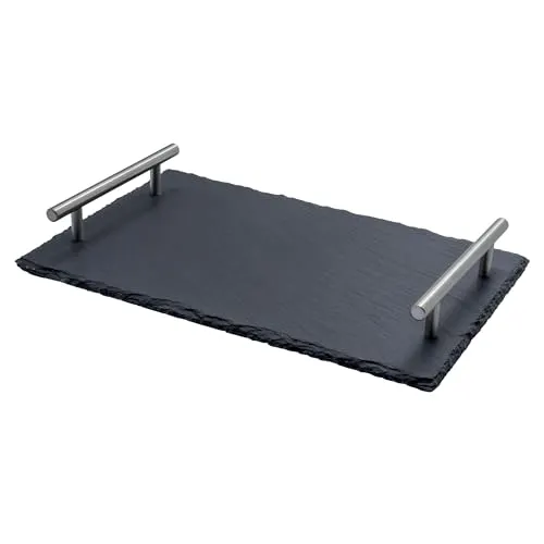 airbrush-city Schiefer Buffet-Platte Servierplatte Schieferplatte Käseplatte 30x20 cm Griff