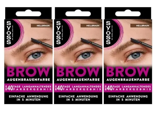 Syoss Augenbrauen Kit 5-1 Hellbraun - Brauenfarbe für einen natürlichen Look: Permanente, vegane Formel für ausdrucksstarke Brauen, die bis zu 4 Wochen hält. Ideal für Zuhause, einfach aufzutragen und ohne Abfärben.