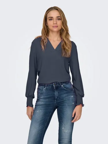 ONLY Onlmette V-Neck Ls Smock Top Noos WVN - Stylische Langarmbluse für Damen, perfekt für den lässigen Alltag und aus hochwertigem Material gefertigt.