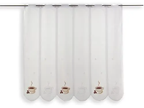 Clever-Kauf-24 Scheibengardine Kaffee Tasse Bistrogardine Höhe 90cm versch. Breiten (90x90cm)
