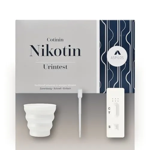 ASPILOS Nikotin Schnelltest - Cotinin Selbsttest für Zuhause - Medizinische Tests für schnellen Nikotinnachweis: Ergebnis in nur 5 Minuten, einfach und präzise direkt von Zuhause.