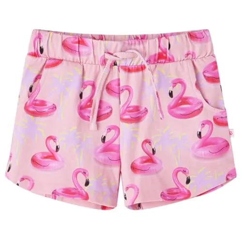 vidaXL Kindershorts Kordelzug Flamingo-Schwimmring Kinder Shorts Hose Hellrosa 104