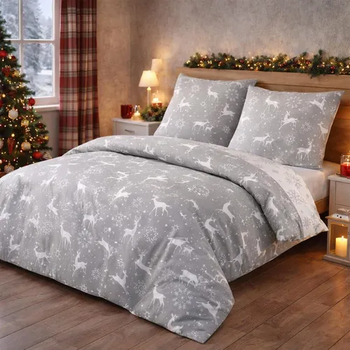 Buymax® Bettwäsche Bettbezug 135x200 cm, Kopfkissenbezug 80x80 cm 2 teilig Deckenbezug Set aus 100% Baumwolle Biber Flanell mit Reissverschluss