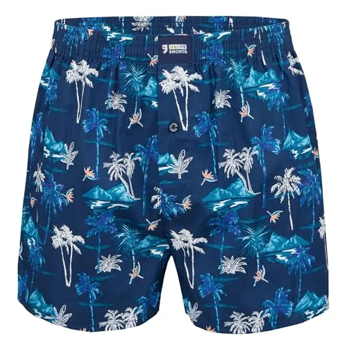 Happy Shorts Herren American Boxer Boxershorts Webboxer Island, Farbe:Islands - Inseln, Grösse:M
