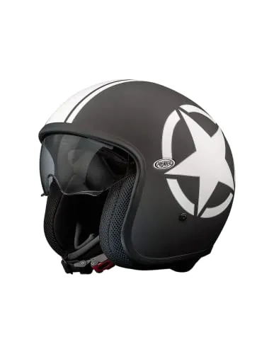 Premier Offener Helm Vintage Star 9 BM M - Motorradhelm mit herausnehmbarer, waschbarer Innenausstattung und atmungsaktiver Nackenrolle für optimalen Komfort und Sicherheit.
