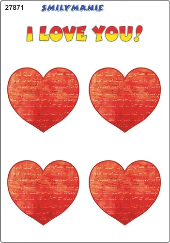 Aufkleber Herz I love you! 4er-Set 150 x 105 mm  Sticker Autocollant