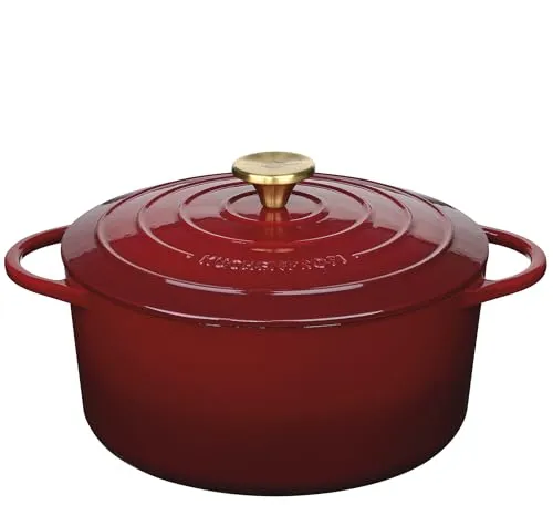 Küchenprofi Gusseisen Bräter rund, 26 cm - Vielseitige Auflaufform und Schmortopf aus Gusseisen, ideal für alle Herdarten inklusive Induktion. Energiesparend und langlebig dank robuster Emaille-Beschichtung.