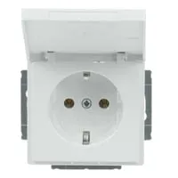 Steckdosen-Einsatz mit Klappdeckel, Schutzkontaktsteckdose CEE 7/3, 16 Ampere, 250 Volt weiß (glänzend), Retail