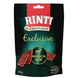 Rinti Exclusive Snack Hirsch pur 50g - Exklusive Proteinsorte für Hunde, ohne Getreide und Zucker, ideal für empfindliche Vierbeiner