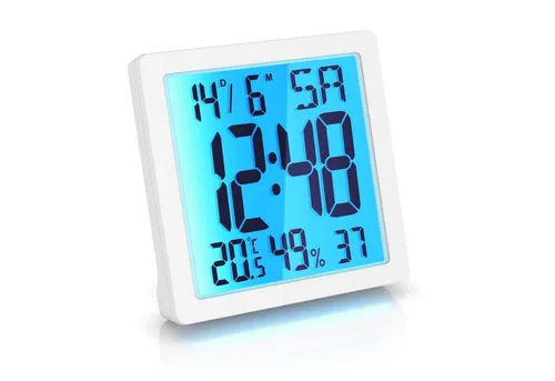 BEARWARE Wecker digital, Licht, Temperatur, Luftfeuchtigkeit, Datum, Uhrzeit, Snooze LCD Hintergrundbeleuchtung, Schlummerfunktion, für zuhause & unterwegs