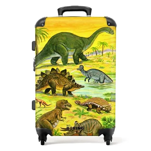 NoBoringSuitcases.com® Dino Reisekoffer für Kinder in türkis von NoBoringSuitcases