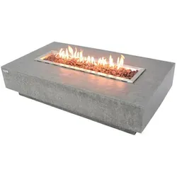 Elementi Hampton Feuerstelle – Hellgrau, Rechteckig, 81x35x142 cm - Luxuriöse Feuerstelle im Travertin-Design für stilvolle Terrassen und Gärten. Wetterfest, pflegeleicht und ideal für den ganzjährigen Einsatz. Ein eleganter Blickfang für Ihre Outdoor-Oase.