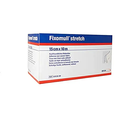 Fixomull Stretch Klebevlies 10 m x 15 cm - Hochwertiger medizinischer Verbandstoff für die Wundversorgung, dehnbar und hautfreundlich – ideal für flexibles Anlegen. Originalprodukt aus Deutschland (PZN: 04309527).