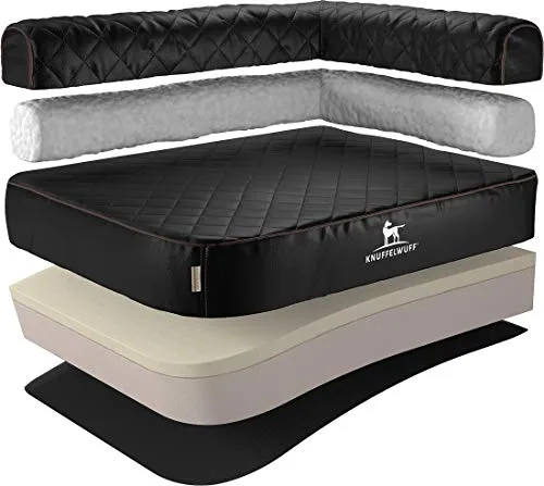 Knuffelwuff Eck Hundebett Winslow XL - Orthopädisches Kunstleder für optimalen Liegekomfort - Hundekörbchen mit Memory-Foam für gelenkschonendes Schlafen, ideal für alte und junge Hunde. Hochwertiges Kunstleder, leicht zu reinigen und passt perfekt in jede Ecke.