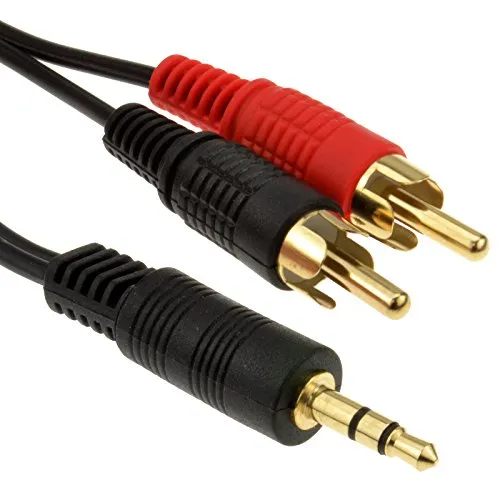 3,5 mm Stereo Klinkenstecker Zum 2 Chinch Cinch Stecker Audio Kabel Anschlusskabel Vergoldeten 1,5 m [1.5 Meter/1,5m]