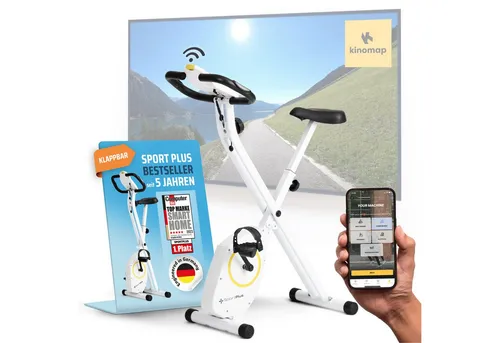 SportPlus SP-HT-1200-W-iE Klappbares Heimtrainer Fahrrad - Fahrradergometer für platzsparendes Training, extra leise mit Magnetwiderstand und 8 Widerstandsstufen, ideal für effektives Workout zu Hause.