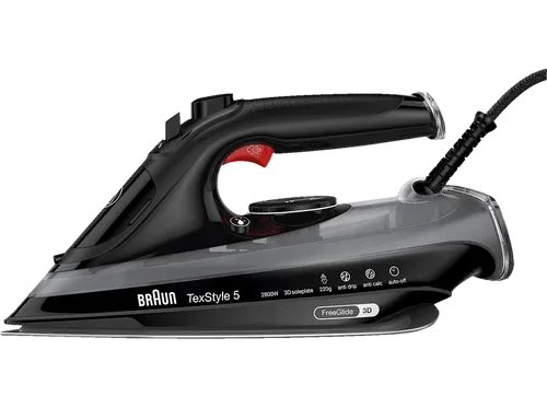 BRAUN FreeStyle 5 SI 5088 BK Dampfbügeleisen - Bügeleisen mit 2800 Watt und 220 g/min Dampfstoß für schnelles und effizientes Bügeln, ausgestattet mit Selbstreinigung und Abschaltautomatik.