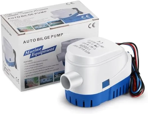 SUNSBELL Automatische Bilgepumpe 1100GPH - Pumpen für Boote - Effiziente 12V Tauchpumpe mit automatischem Schwimmschalter für schnellen Wasserablauf und sicheren, geräuschlosen Betrieb.