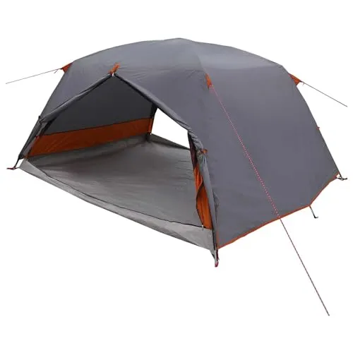 vidaXL Trekkingzelt Grau und Orange für 4 Personen - Modernes Backpacking-Zelt aus robustem 185T Polyester mit Polyurethan-Beschichtung. Ideal für Outdoor-Abenteuer, bietet es zuverlässigen Schutz und ist leicht im Transport. Perfekt für abenteuerlustige Camper!