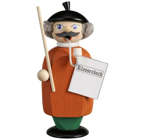 Seiffener Volkskunst Räuchermännchen Kleine Gesellen - Lehrer, 14 cm - Räuchermännchen - Lehrer 14 cm aus dem Erzgebirge, handbemalt und aus Holz. Perfekt als Geschenk oder für Sammler, mit Rauch aus dem Mund für eine zauberhafte Atmosphäre.