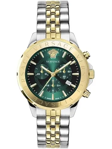 Versace Herren Armbanduhr Chrono Signature 44 mm - Edelstahl Chronograph mit Datumsfenster, sportlich-elegantes Design und 5 ATM wasserdicht – ideal für stilbewusste Herren.