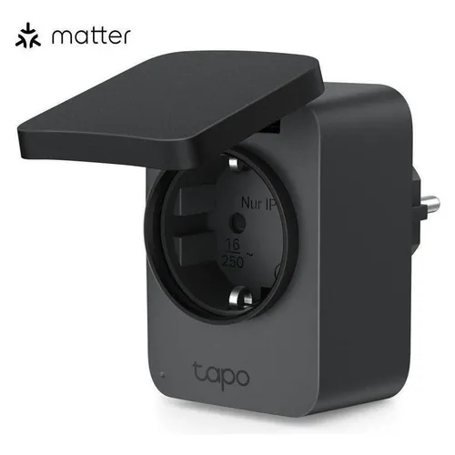 Tapo P410M WLAN Outdoor Steckdose mit Stromzähler - Perfekt für Garten und Terrasse: IP54 Schutz gegen Spritzwasser und Staub, einfache Sprach- und Fernsteuerung, intelligente Zeitschaltuhr für mehr Komfort und Energieeinsparung.