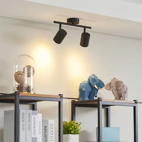 Lindby Strahler 'Jorell' - 2-flammiger Deckenstrahler in Schwarz - Moderne Deckenlampe aus Metall mit zwei GU10 Leuchten, ideal für stimmungsvolle Beleuchtung in Innenräumen.