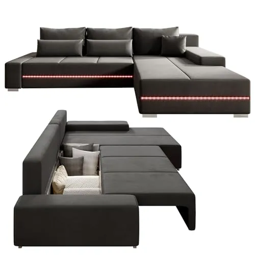 Juskys Davos Sofa LED mit Ottomane von Juskys