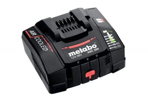 Metabo Werkzeugakku-Ladegerät ASC 290, AIR COOLED - Ladegeräte für 12-36V Schiebeakkus, 8x schnelleres Laden und effiziente Akkukühlung für reduzierte Ladezeiten.