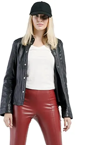 CBL Damen Lederjacke aus Echtleder im klassisches Design, Farbe:schwarz, Größe:38