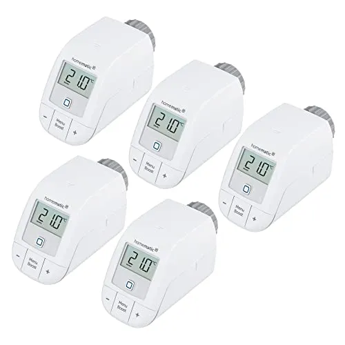 Homematic IP 5er Set Smart Home Heizkörperthermostat – digitaler Thermostat für effizientes Heizen - Programmierbare Thermostate für Zuhause, einfache Installation und Steuerung per App, Energieeinsparung von über 30% durch bedarfsgerechtes Heizen.