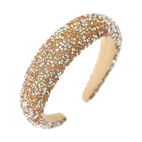 Glitzer Haarreif, Goldene Strasssteine Haarreifen Damen Glitzer mit Edelsteinen Haarreif Breit Haarband Süße Elegante Accessoires für Alltag, Partys, Auftritte, Fotografie geeignet sind