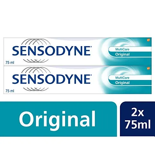 Sensodyne MultiCare Original Zahnpasta, Tägliche Zahnpasta mit Fluorid, 2x75ML, bei schmerzempfindlichen Zähnen