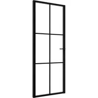 vidaXL Innentür ESG Glas und Aluminium 76x201,5 cm Schwarz - Moderne Innentür aus gehärtetem Glas und robustem Aluminiumrahmen, ideal für stilvolle Übergänge und maximales Licht. Perfekt für jeden Raum!